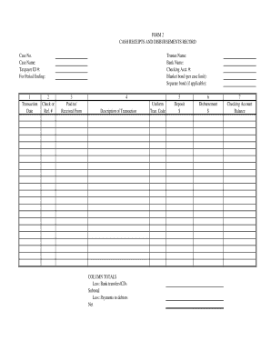 Form 2 Cash Receipts and Disbursements Record