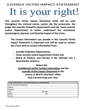 Texas Juvenile Victim Impact Statement
