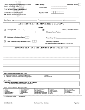 California Administrative Discharge Closing Form