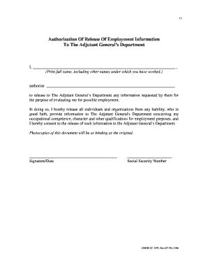 Authorization of Release of Employment Information