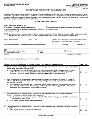 Wisconsin Background Information Disclosure Form