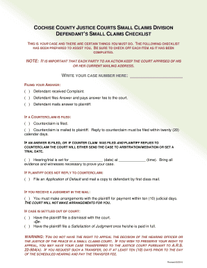 Arizona Defendant’s Small Claims Checklist