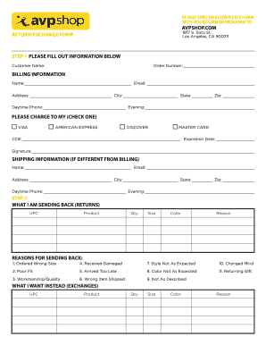 Return or Exchange Form