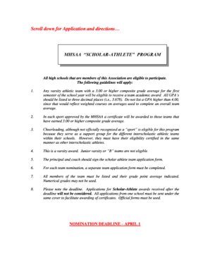 MHSAA Scholar-Athlete Team Award Application