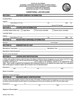 California Conditional Lien Release