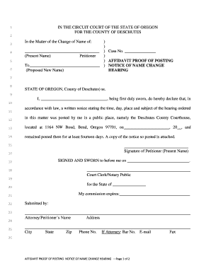 Oregon Name Change Affidavit