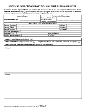 Standard Inspection Report of a Gas Distribution Operator