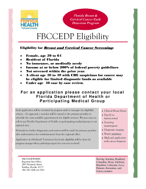 Florida Breast & Cervical Cancer Early Detection Program Application