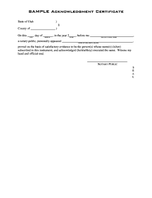 Acknowledgment Certificate