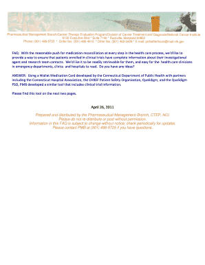 Clinical Trial Wallet Medication Card