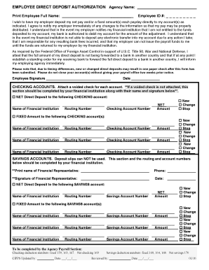 Employee Direct Deposit Authorization Form