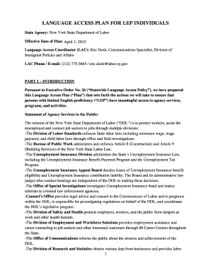 Language access plan for lep individuals - New York State Division ... - dhr ny