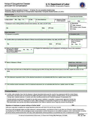 Notice of Occupational Disease and Claim for Compensation