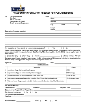 Freedom of Information Request for Public Records