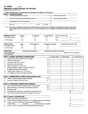 Amended Albion Income Tax Return