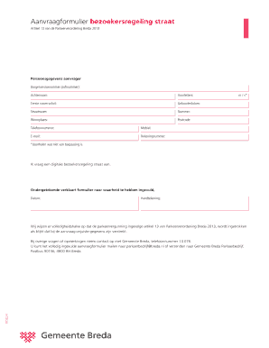 Aanvraagformulier bezoekersregeling straat