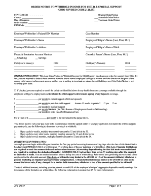 Order Notice to Withhold Income for Child & Spousal Support