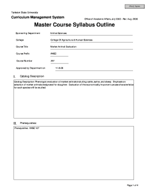Master Course Syllabus Outline