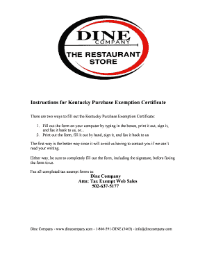 Kentucky Purchase Exemption Certificate