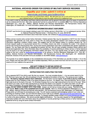 National Archives Order for Copies of Military Service Records