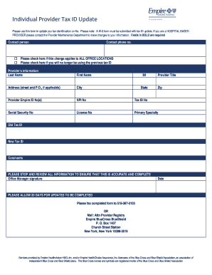 Provider Tax ID Update Form