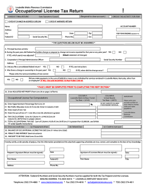 Louisville Metro Occupational License Tax Return