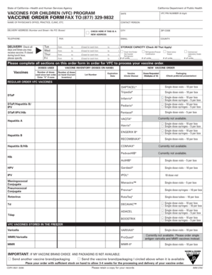 California VFC Vaccine Order Form