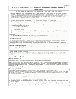 Permit to Acquire a Handgun Application
