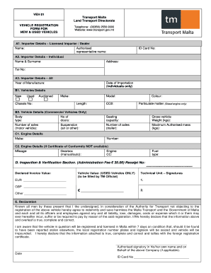 Malta Vehicle Registration Form