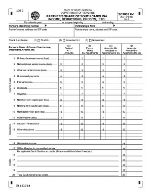 South Carolina SC1065 K-1 Form