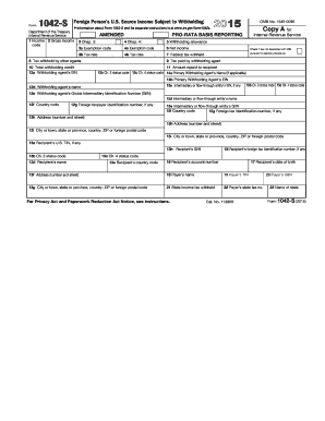 Form 1042-S US Source Income Withholding