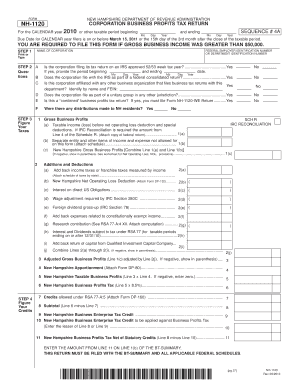 New Hampshire Corporation Business Profits Tax Return