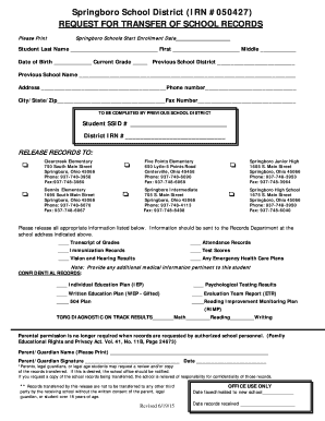 Request for Transfer of School Records