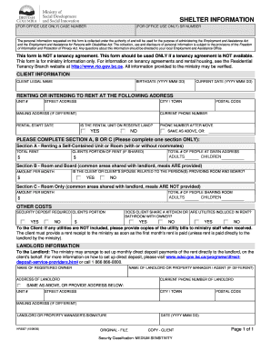 BC Shelter Information Form