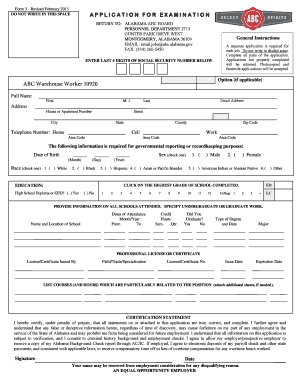 Alabama ABC Board Application Form