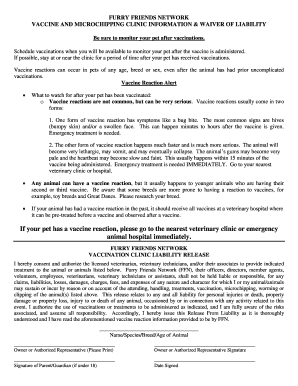 Vaccine and Microchipping Clinic Waiver