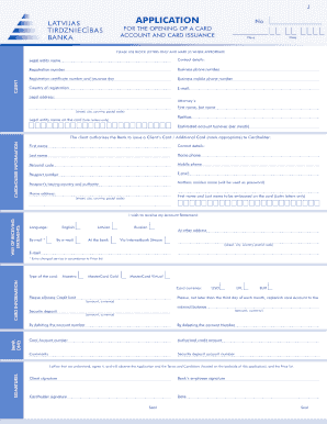 Card Account Application Form