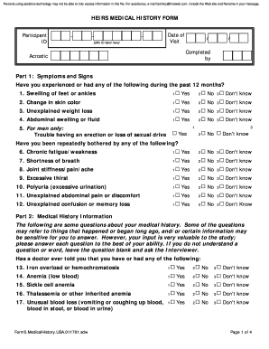 Heirs Medical History Form