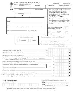 Tennessee County Business Tax Return