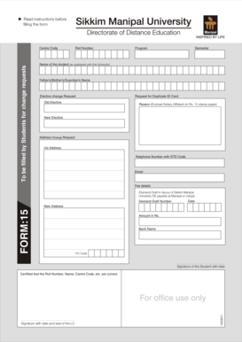 Form 15 Change Request Form