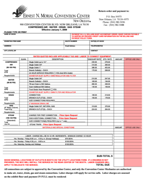 New Orleans Convention Center Utility Request Form