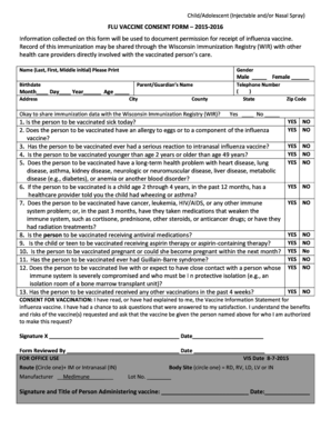 Wisconsin Flu Vaccine Consent Form