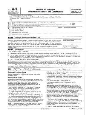 Form W-9 Request for Taxpayer Identification Number and Certification