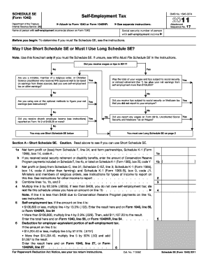 Schedule SE Form 1040 Self-Employment Tax