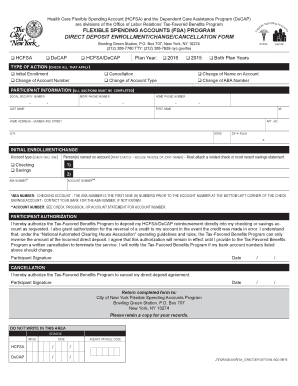 Direct Deposit Enrollment Form for HCFSA/DeCAP