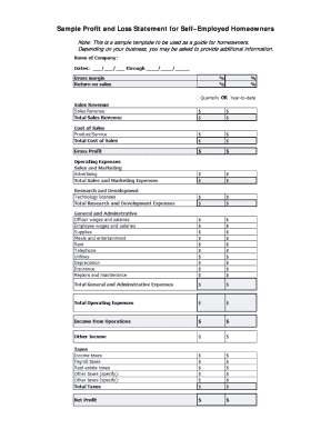 12 Printable Profit And Loss Template For Self Employed Forms Fillable Samples In Pdf Word To Download Pdffiller