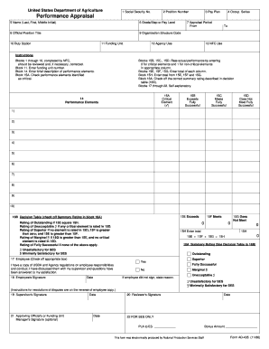 USDA Performance Appraisal Form