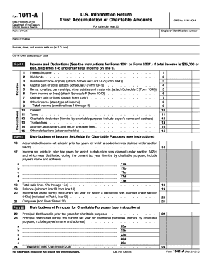 Form 1041-A Trust Accumulation of Charitable Amounts