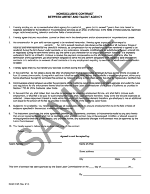 Non-Exclusive Artist Talent Agency Contract