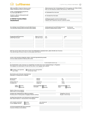 Lufthansa Gepäckverlustmeldung Formular